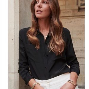 Sezane boy shirt black silk size 6